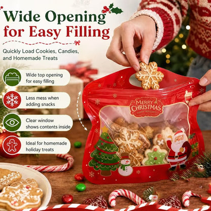 🎄Christmas Self-Sealing Treat Bags – Cute Gift Bags for Cookies & Candy