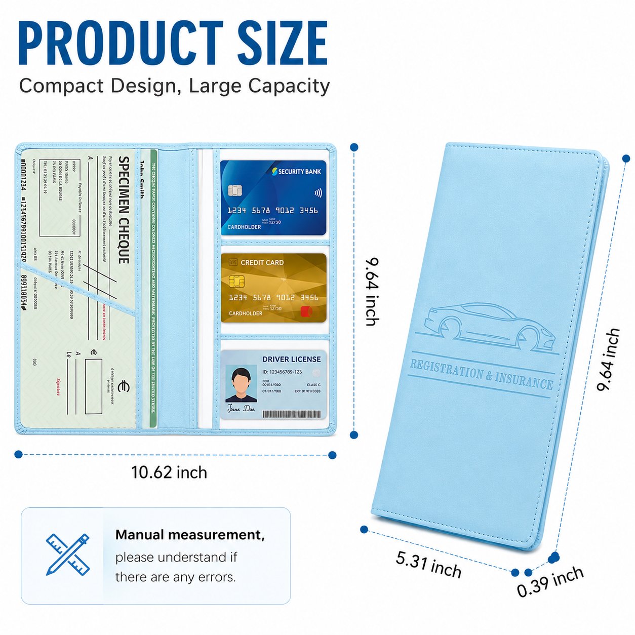 🚗 Car Registration & Insurance Document Holder | Premium PU Leather Organizer