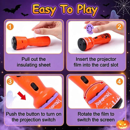 🎃👻Kids Halloween Christmas Projection Flashlight Toy – Create Magical Bedtime Stories With 24 Festive Light Slides