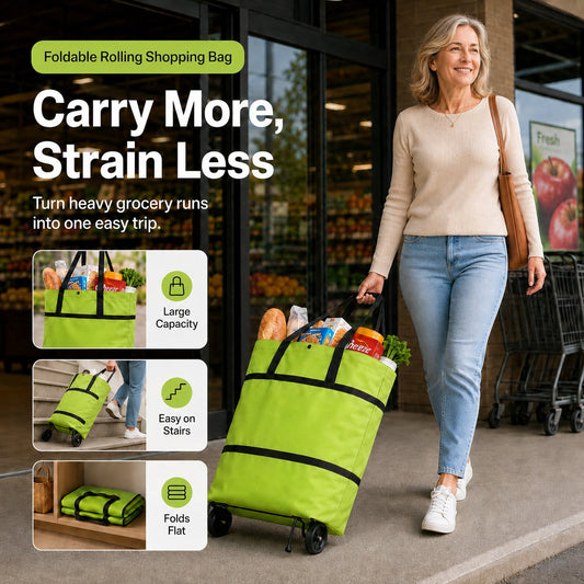 🛒 Large-capacity Folding Push-pull Shopping Bag - The Perfect Choice for Large-scale Shopping Trips