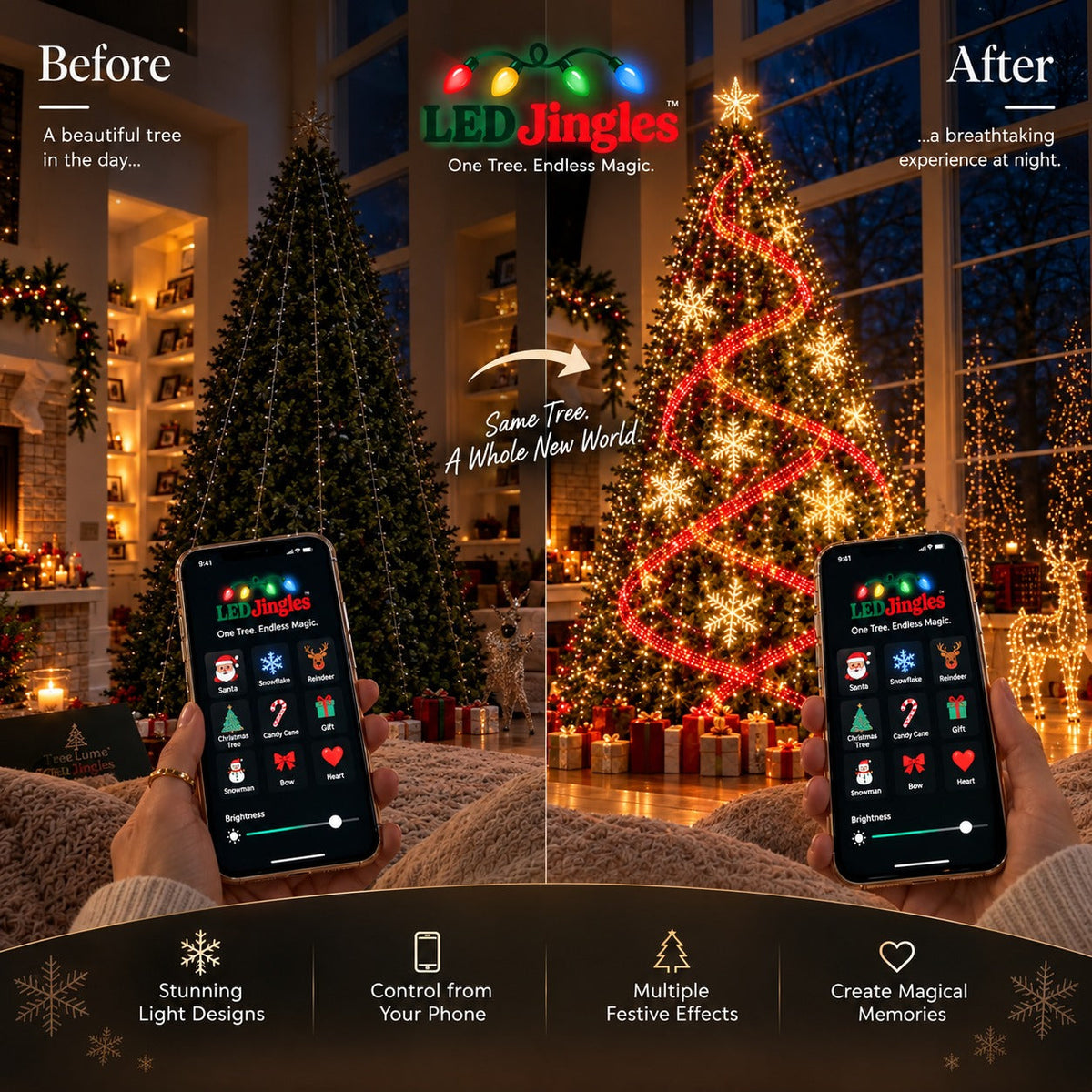 🎄✨Smart RGB Christmas Tree Waterfall Lights | DIY Patterns, Music Sync & App Control