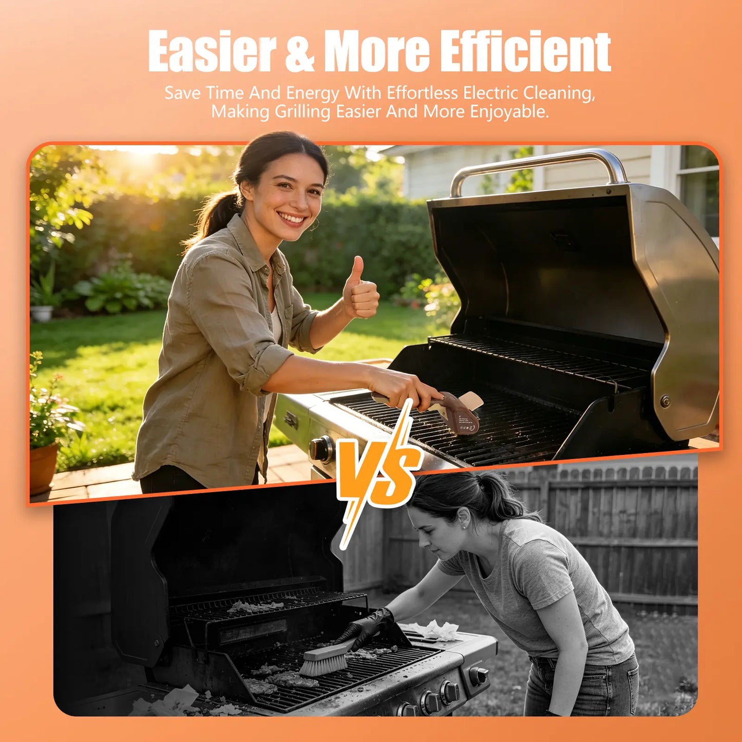 Cordless Electric Grill Brush - 700 RPM Stainless Steel