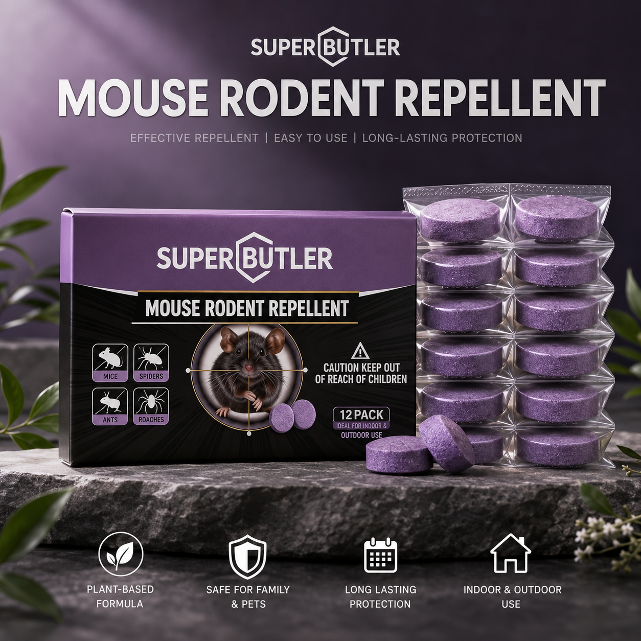 12-Pack Rodent Repellent Balls for Home Kitchen Effective Pest Control Solution