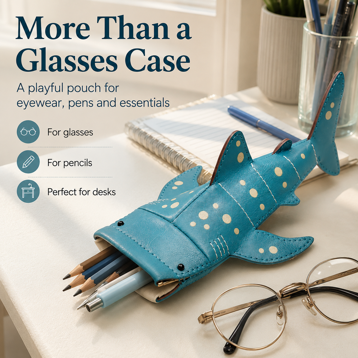 Cute Shark-Shaped Glasses Bag