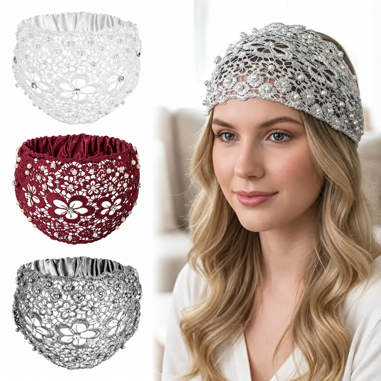 👑 The "Instant Glamour" Hollow Pearl Headband | Volumizing Floral Hair Crown