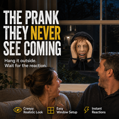 👀Creepy Window Prank Mask – Realistic Halloween Scare Prop