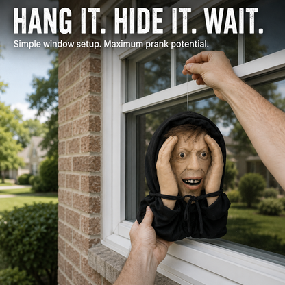 👀Creepy Window Prank Mask – Realistic Halloween Scare Prop