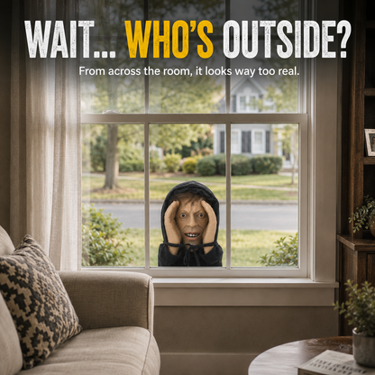 👀Creepy Window Prank Mask – Realistic Halloween Scare Prop