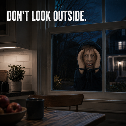 👀Creepy Window Prank Mask – Realistic Halloween Scare Prop