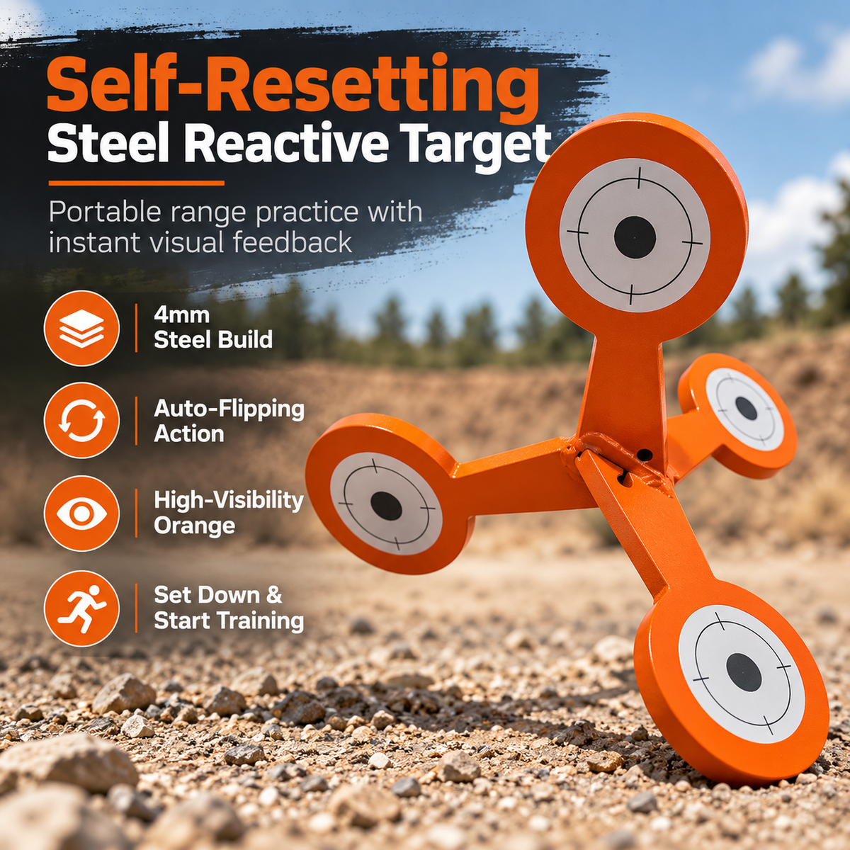 4mm Steel Reactive Rolling Target – Self-Resetting Outdoor Practice Target