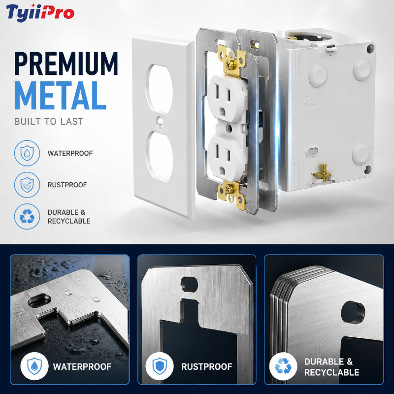 Wall Plate Spacers for Electrical Outlets – Heavy-Duty Metal Outlet Leveling Plates for Loose, Recessed & Crooked Boxes