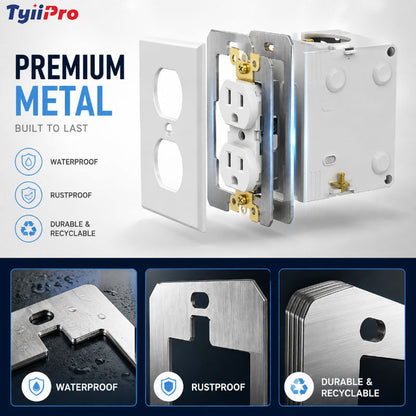 Wall Plate Spacers for Electrical Outlets – Heavy-Duty Metal Outlet Leveling Plates for Loose, Recessed & Crooked Boxes
