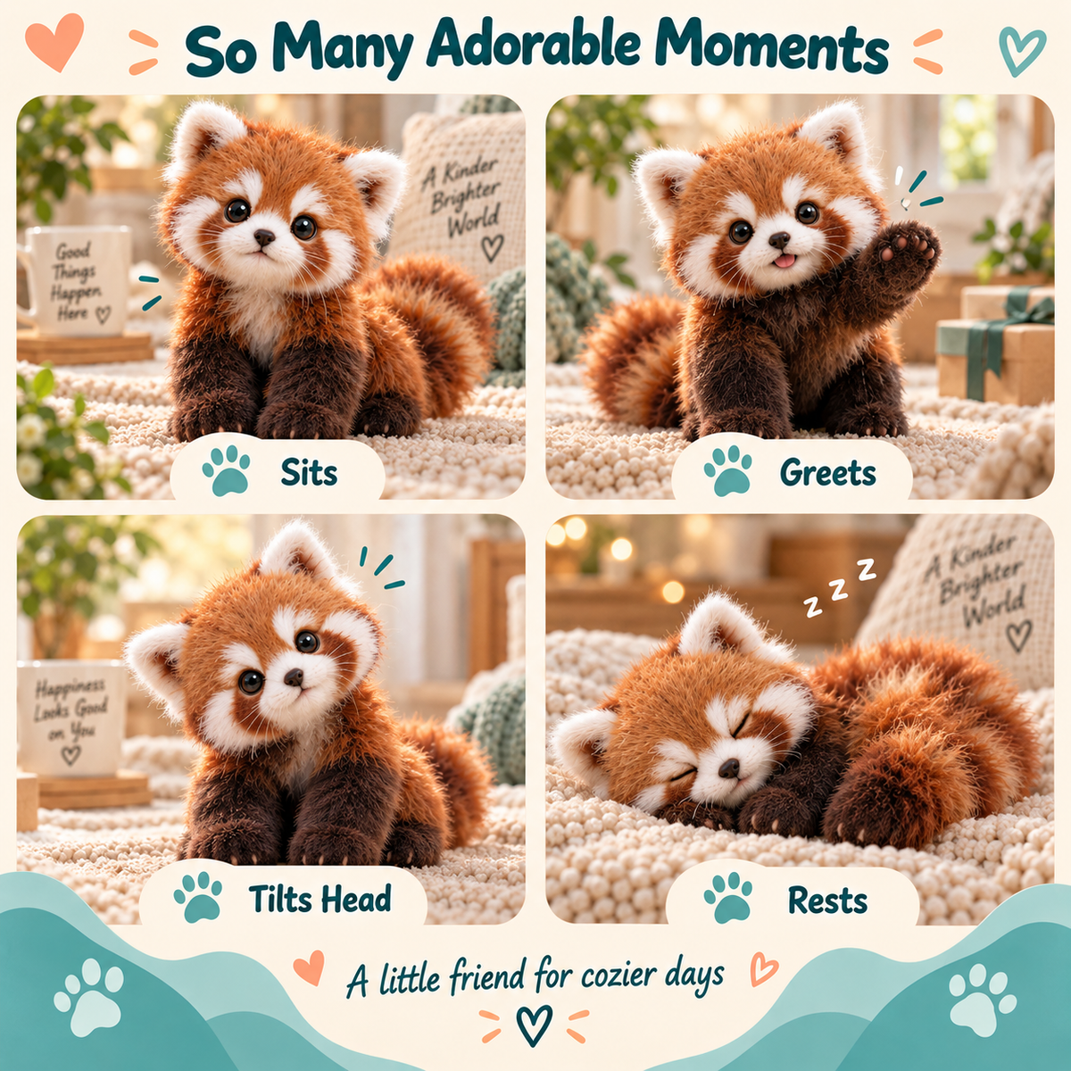 Realistic Red Panda Plush Toy – Adorable Fluffy Companion & Heartwarming Gift 🎁