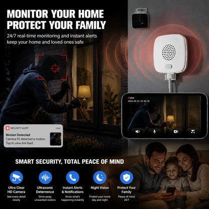 4K Indoor WiFi Security Camera with AI Detection & Color Night Vision