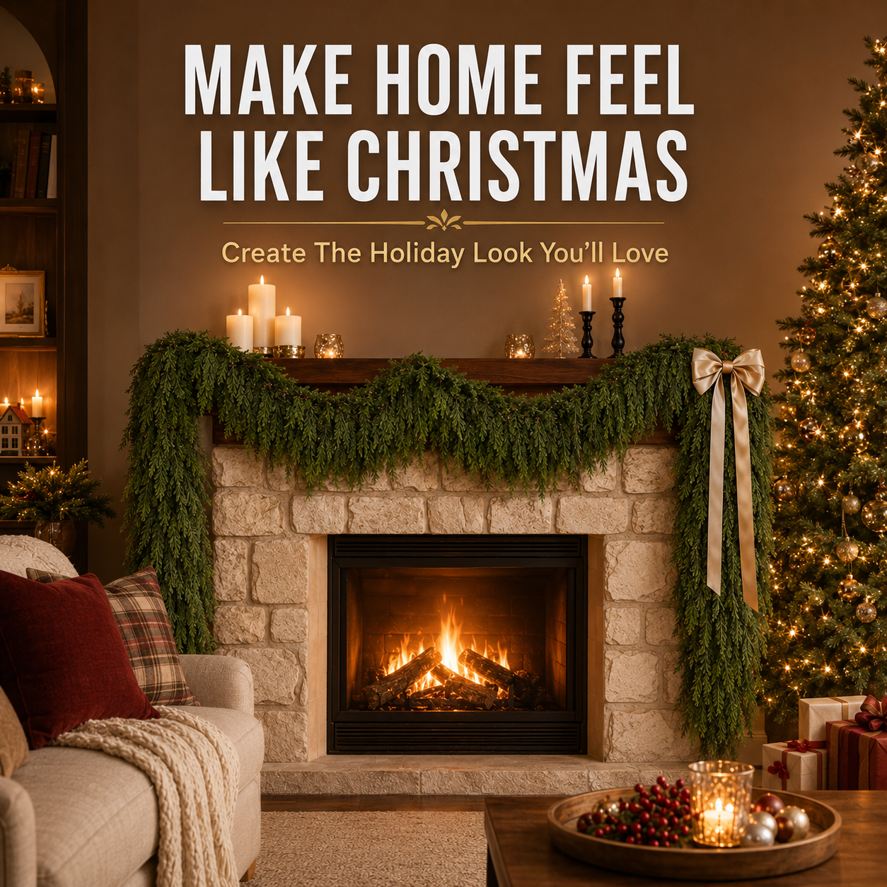 🎄Real-Touch Cedar Garland – Lush Christmas Greenery