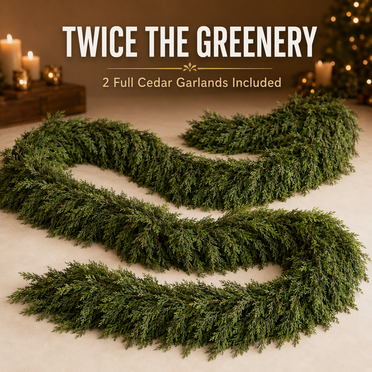 🎄Real-Touch Cedar Garland – Lush Christmas Greenery
