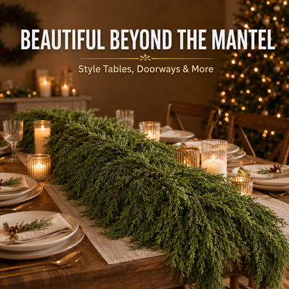🎄Real-Touch Cedar Garland – Lush Christmas Greenery