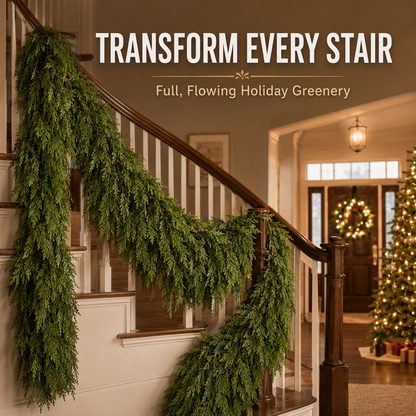 🎄Real-Touch Cedar Garland – Lush Christmas Greenery
