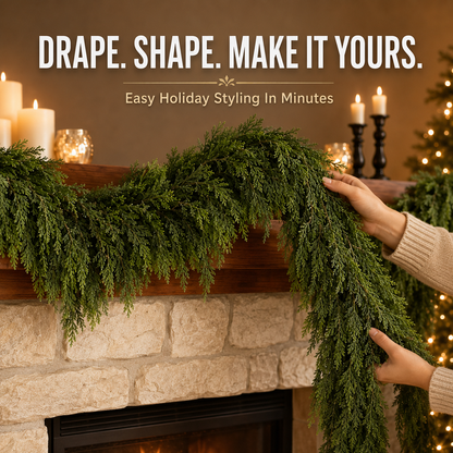 🎄Real-Touch Cedar Garland – Lush Christmas Greenery