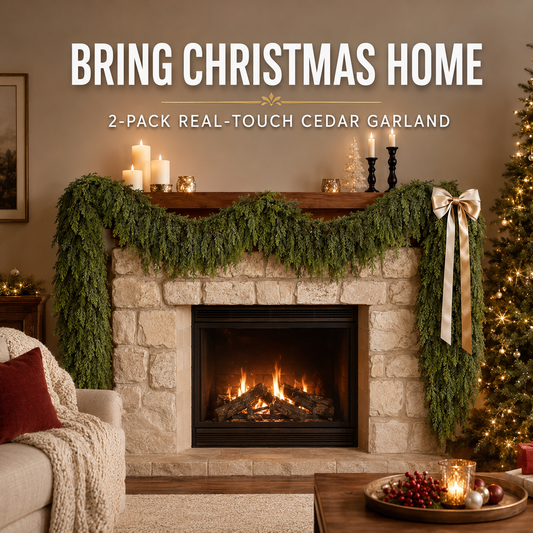🎄Real-Touch Cedar Garland – Lush Christmas Greenery