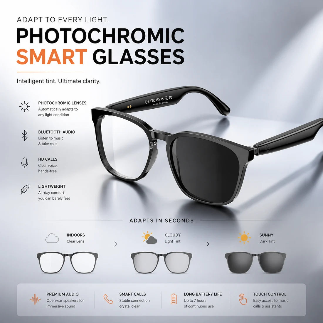 AI Vision Smart Glasses™— Display Smart, Camera, Music, Real-time Translation and AI Assistant
