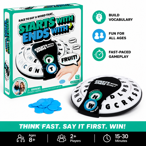 🎲Spin & Shout Word Game – Fast-Paced Family Game with Letter Wheels, Spinner Device & 20 Tokens
