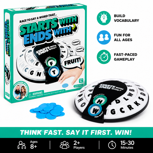 🎲Spin & Shout Word Game – Fast-Paced Family Game with Letter Wheels, Spinner Device & 20 Tokens