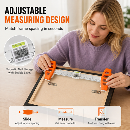 Professional Picture Hanging Tool with Level and Ruler