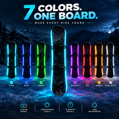 🏂 LED Snowboard Light System | 7 Colors, IP68 Waterproof, 5-Min Install