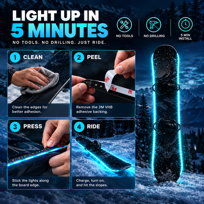 🏂 LED Snowboard Light System | 7 Colors, IP68 Waterproof, 5-Min Install