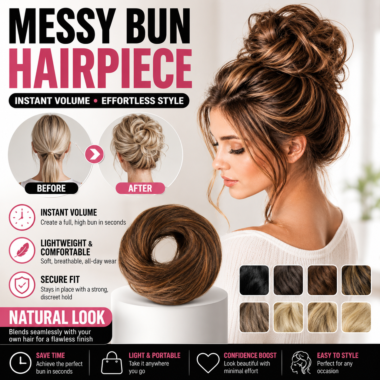 Synthetic Messy Bun Hair Piece for Women, Curly Updo Scrunchie Extension for Instant Volume and a High Crown💇‍♀️