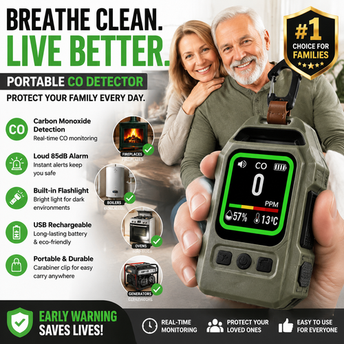 4-in-1 Carbon Monoxide Detector & CO2, Temperature and Humidity Monitor
