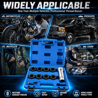 🔧 2026 HOT SALE✨50K+ SOLD!🛠️ 10-Piece Axle Spindle Thread Chaser Set