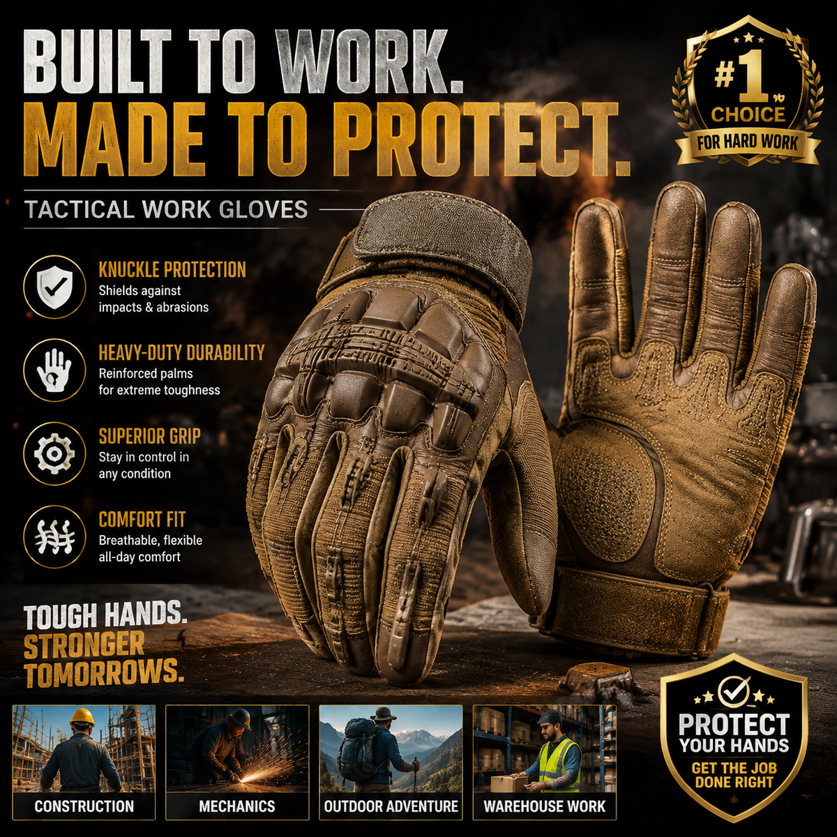 Heavy-Duty Tactical Gloves | Anti-Cut & Impact-Resistant Gear 🛠️⚡