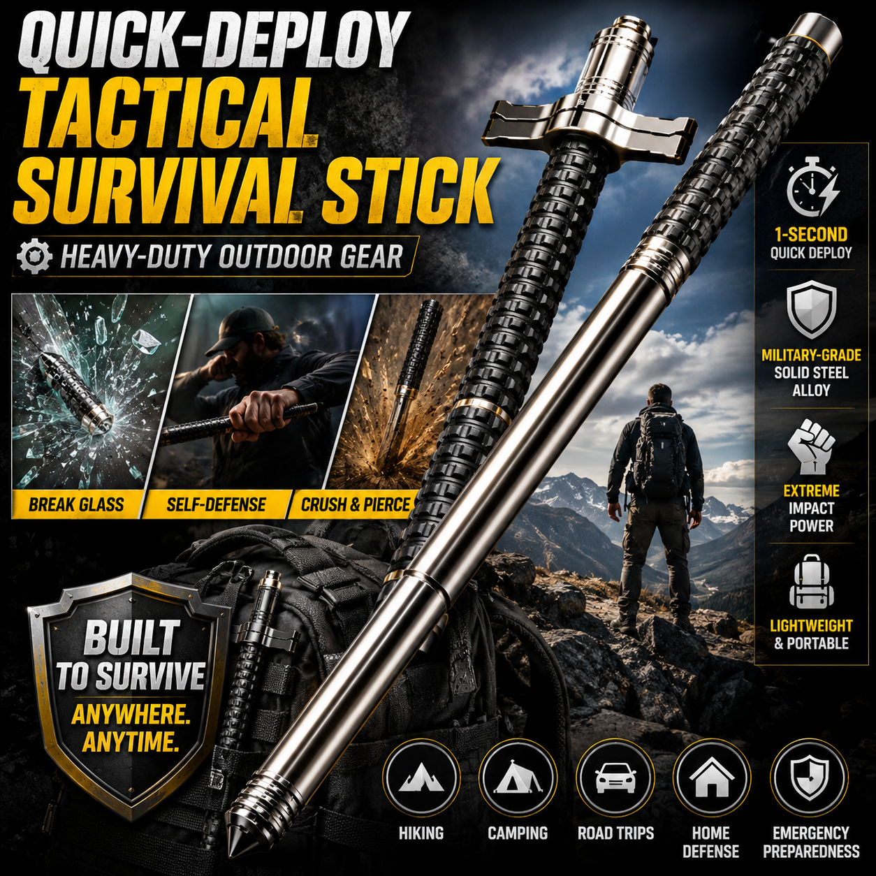Quick-Deploy Tactical Survival Stick | Heavy-Duty Outdoor Gear ⚙️