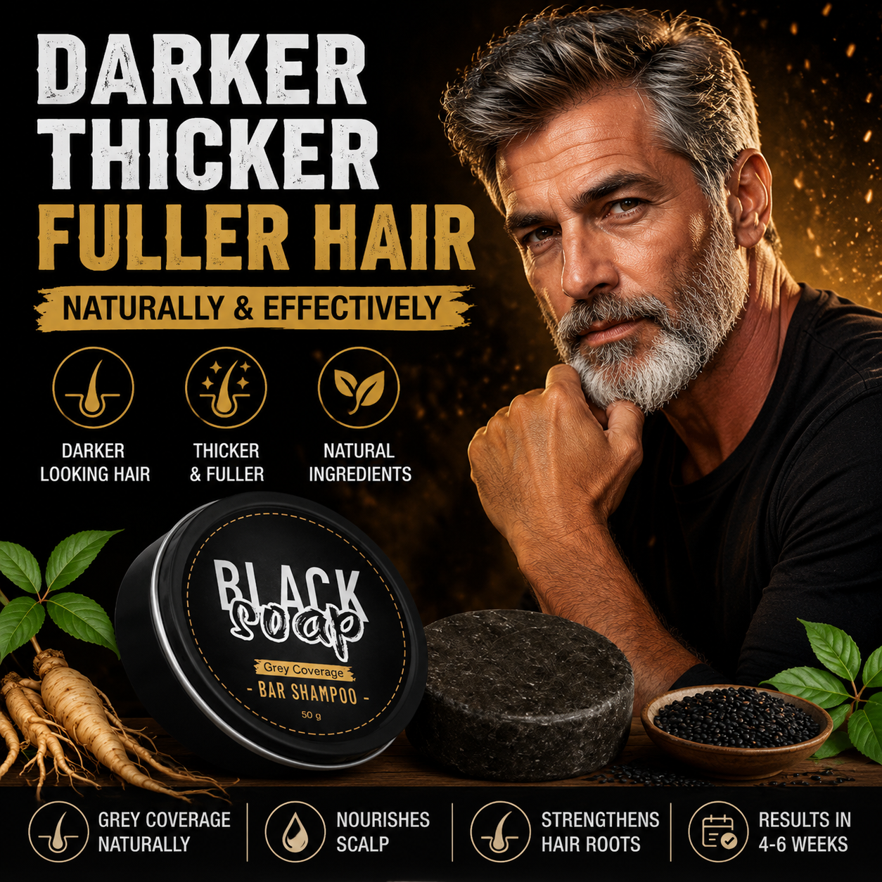 🔥 Limited Time Offer | Natural Gray Hair Darkening Shampoo Bar (2-Pack)