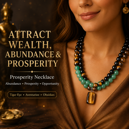 ✨ Money Attraction Necklace With GreenAventurine & Tiger Eye Pendant Healing Crystal Stone