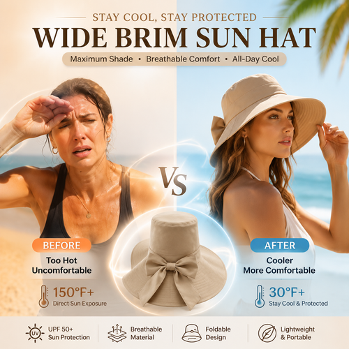 ☀️Summer Hot Sale 49% OFF👒Women's Bowknot Wide Brim Sun Protective Hat