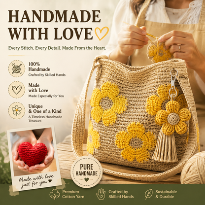 🌸 Handmade Crochet Flower Tote Bag – Fashionable Shoulder & Crossbody Bag for Women, Stylish Daily Commuting Purse 👜✨