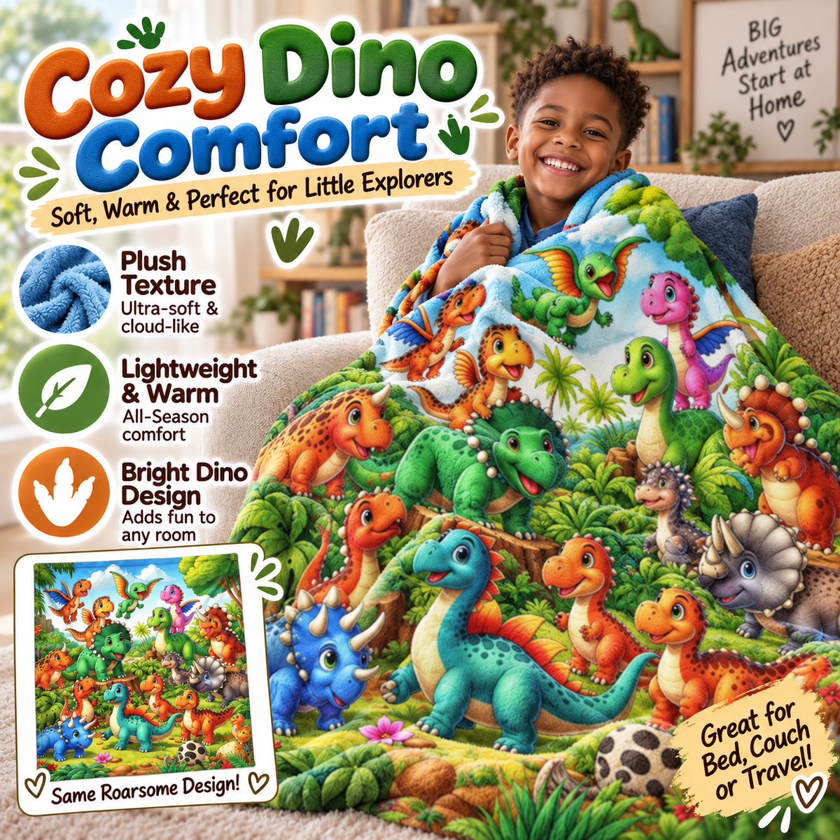 Cute Plush 3D Children's Throw Blanket