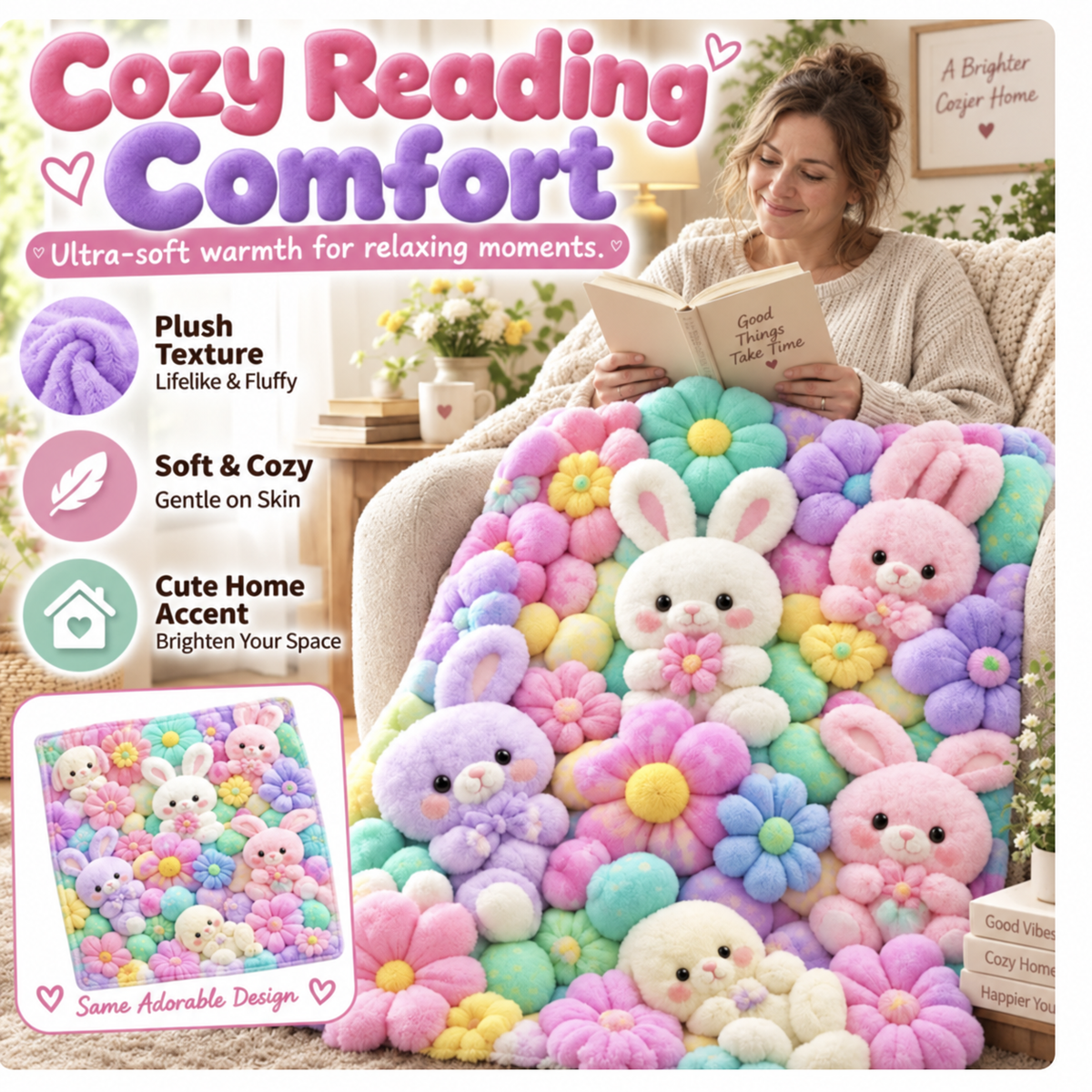 Cute Plush 3D Children's Throw Blanket