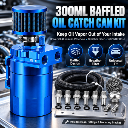 300ML Baffled Oil Catch Can Kit – Help Protect Your Engine Intake from Oil Vapor