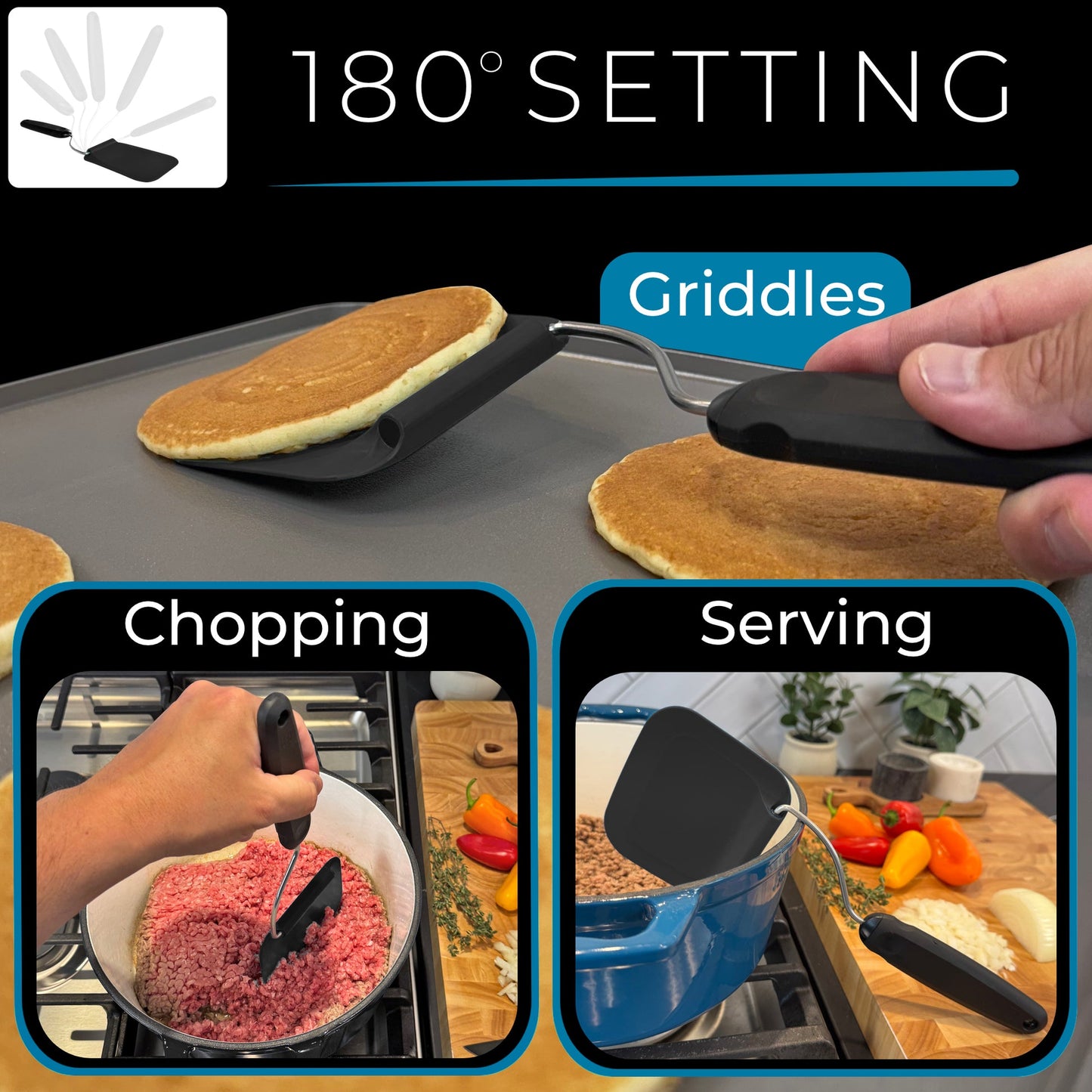 Adjustable Angle Spatula – 2 PPSU Heads, Non-Toxic & PFAS-Free