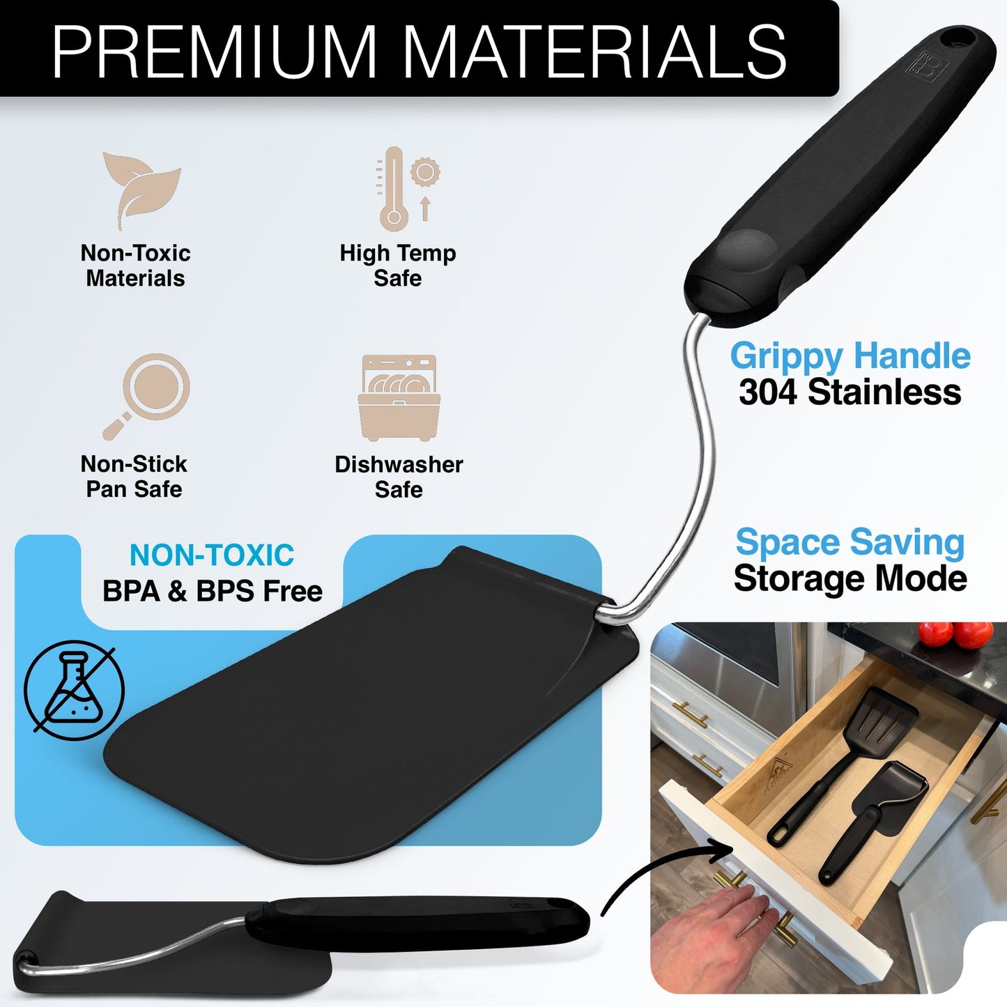 Adjustable Angle Spatula – 2 PPSU Heads, Non-Toxic & PFAS-Free