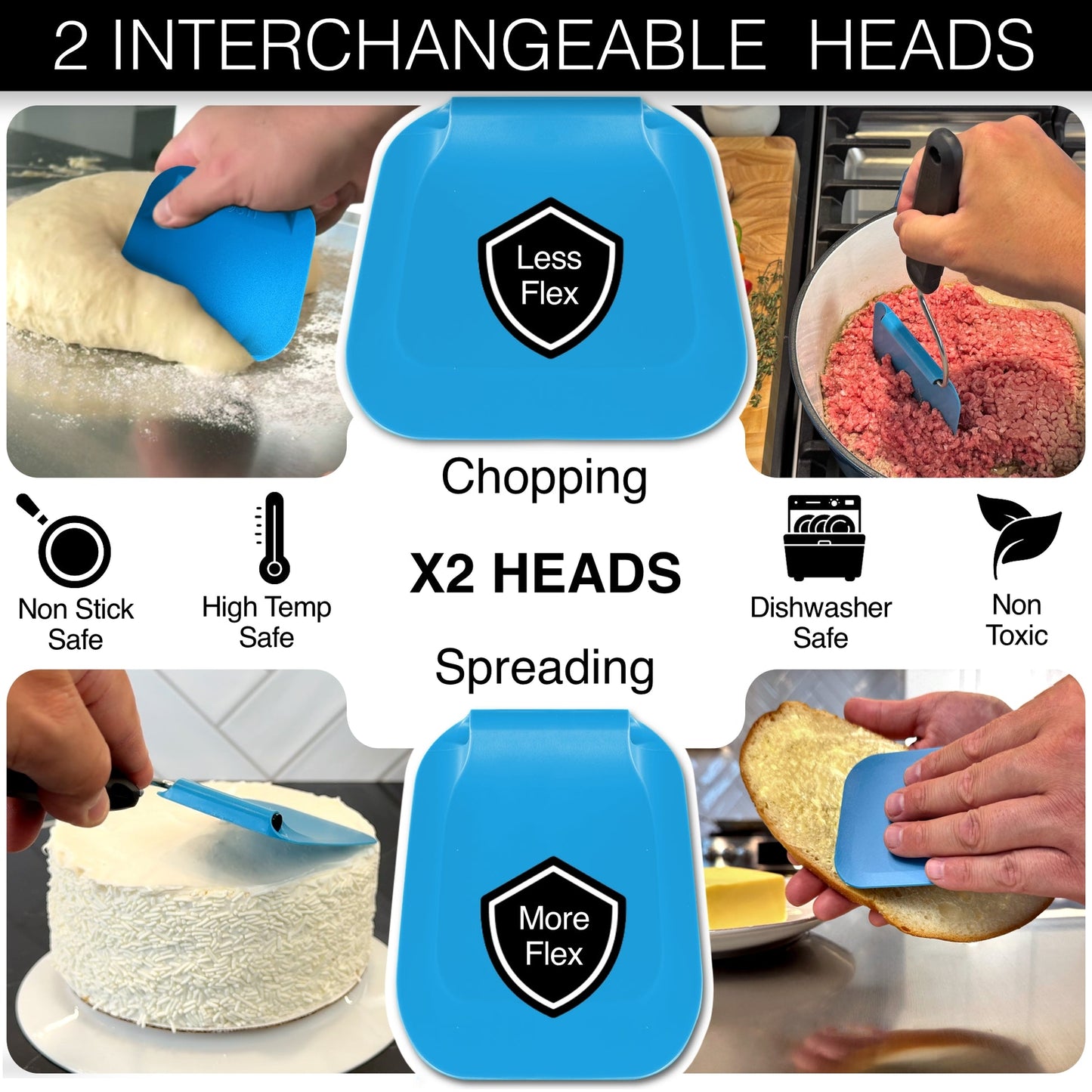 Adjustable Angle Spatula – 2 PPSU Heads, Non-Toxic & PFAS-Free