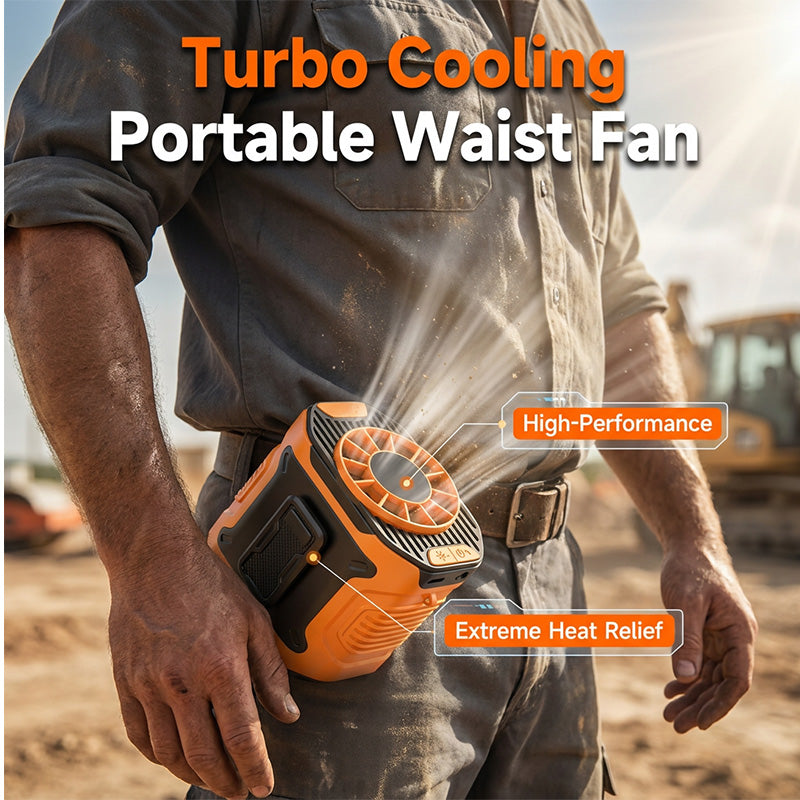 🌬️ Portable Wearable Waist Fan – 6000mAh, 100 Speeds, LED for Outdoor Use 🔋
