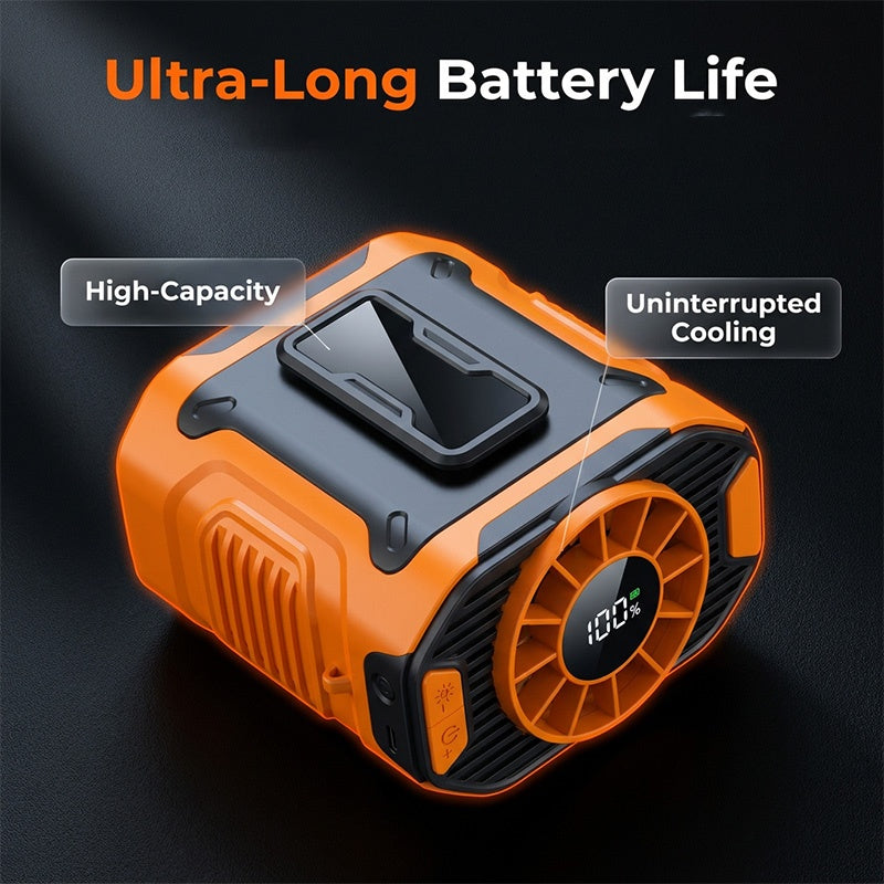 🌬️ Portable Wearable Waist Fan – 6000mAh, 100 Speeds, LED for Outdoor Use 🔋