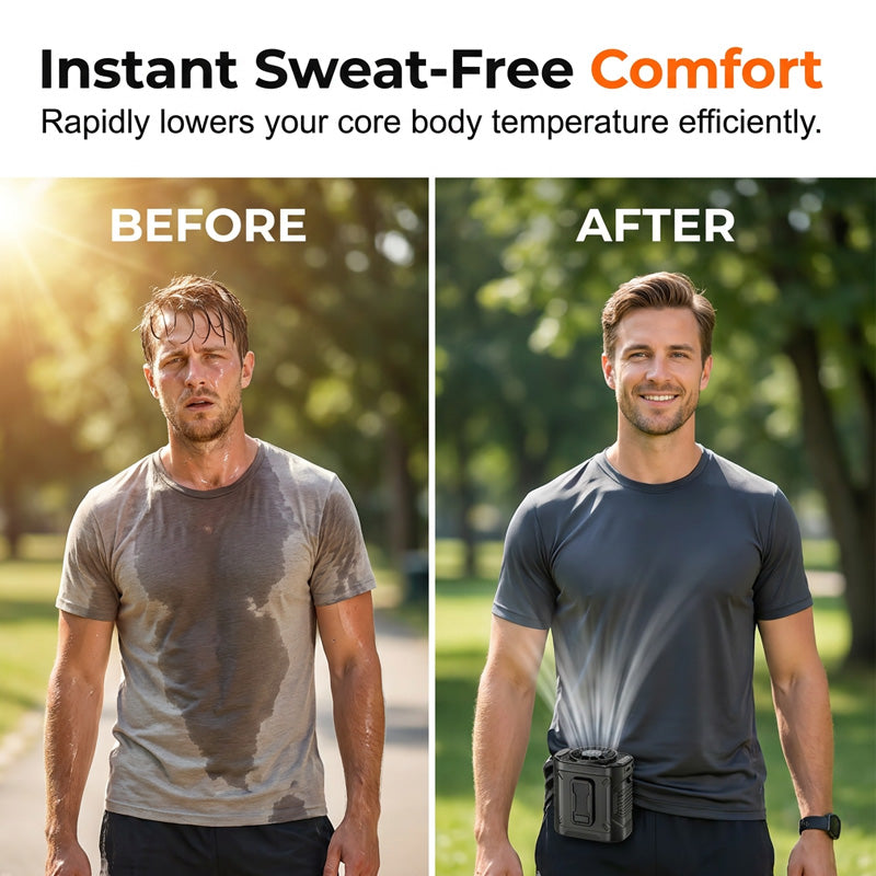 🌬️ Portable Wearable Waist Fan – 6000mAh, 100 Speeds, LED for Outdoor Use 🔋
