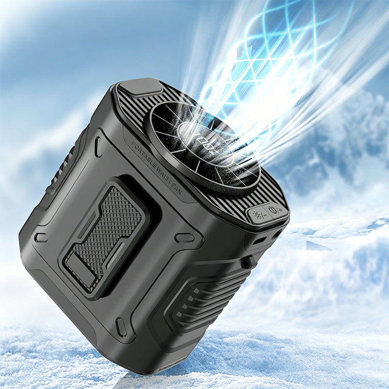 🌬️ Portable Wearable Waist Fan – 6000mAh, 100 Speeds, LED for Outdoor Use 🔋