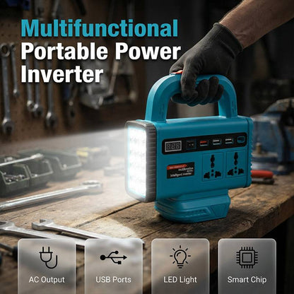 ⏰Portable Power Inverter with LED Work Light